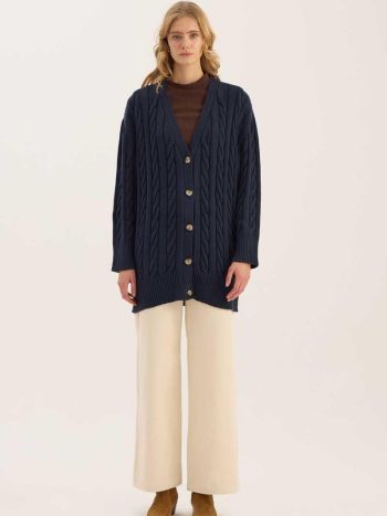 Navy Blue Crochet Pattern Cardigan