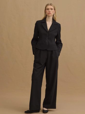 Pleated Detail Jacket in Black