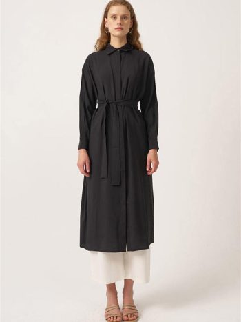 Black Pleated Long Tunic