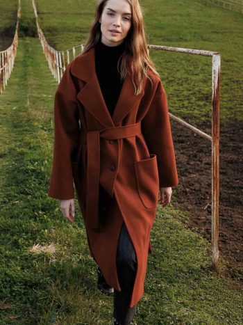 معطف بلون الطوب بغرزة البونتو