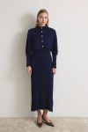 Samy Fringed Knit Dress - Navy Blue
