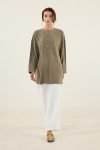 Khaki Modal Tunic with Mother-of-Pearl Buttons