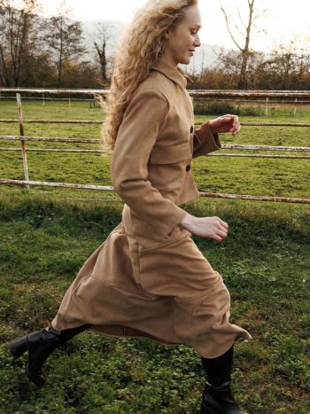 Suede Süet Camel Uzun Etek