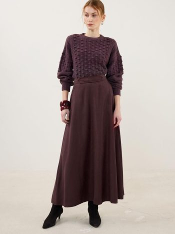 Burgundy Suede Flare Skirt