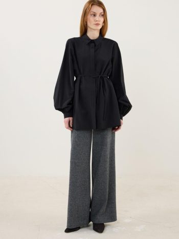 Black Balloon Sleeve Shirt