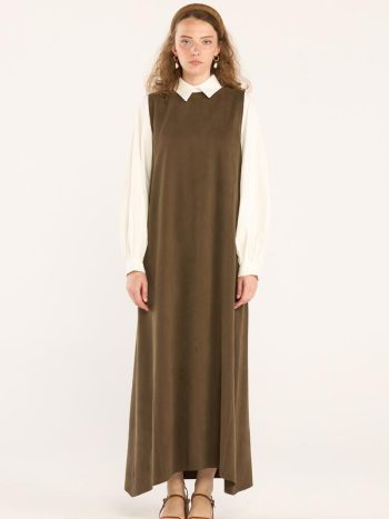 Tencel Jile Dress in Dark Khaki