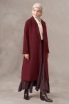 Belted Wool-Blend Coat - Burgundy