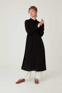 Uzun Robadan Büzgülü Tunik Siyah - Görsel 15