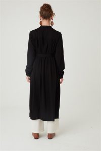 Uzun Robadan Büzgülü Tunik Siyah - Görsel 12