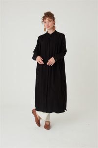 Uzun Robadan Büzgülü Tunik Siyah - Görsel 8