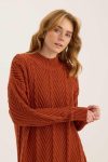 Diagonal Pattern Knit Sweater Terracotta