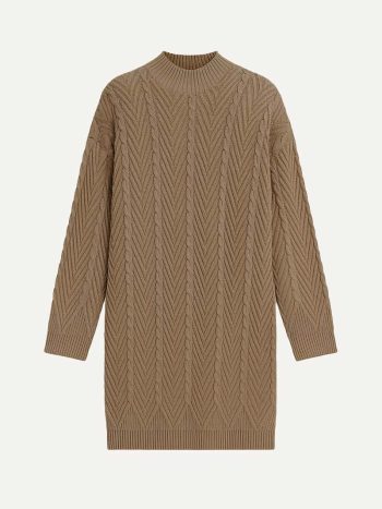 Diagonal Pattern Knit Sweater in Mink