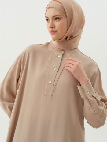 تونيك أسيمتري بنصف طية - بيج