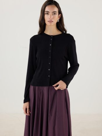 Short Knit Cardigan Black