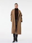 Belted Long Cashmere Coat with Pockets and Long Sleeves
