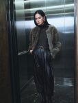 Faux Fur Cropped Long Sleeve Coat with Biker Collar