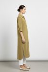 Women's Long Button-Down Pocket Oversize Shirt Dress -10764 - KHAKI