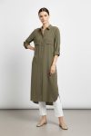 Women's Long Button-Down Pocket Oversize Shirt Dress -10764 - OLIVE