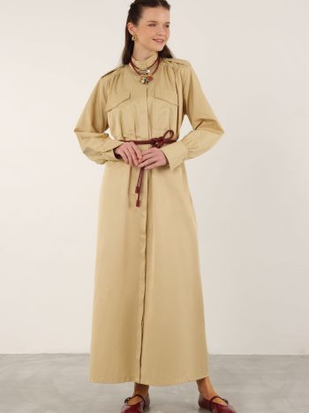 Epaulette Dress in Honey Foam