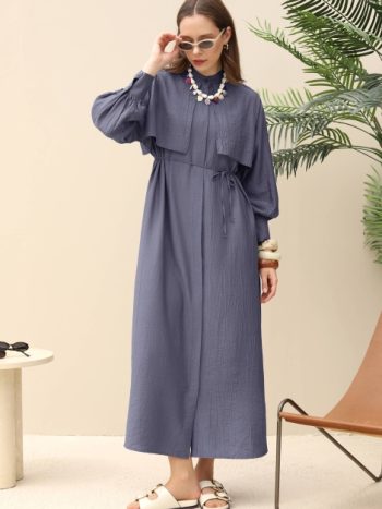 Dress With Apron Dark Lavender Blue