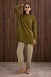 Fisherman Neck Basic Sweater in Seaweed Green