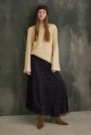 Chiffon Plaid Skirt Khaki