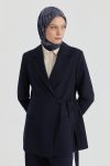 Side-Tie Jacket - Navy Blue
