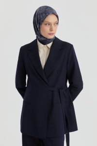 Yandan Bağlamalı Ceket - Lacivert