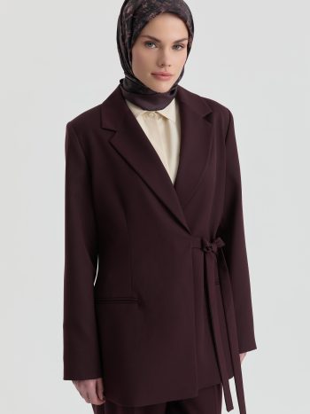 Side-Tie Jacket - Burgundy