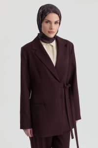 Yandan Bağlamalı Ceket - Bordo