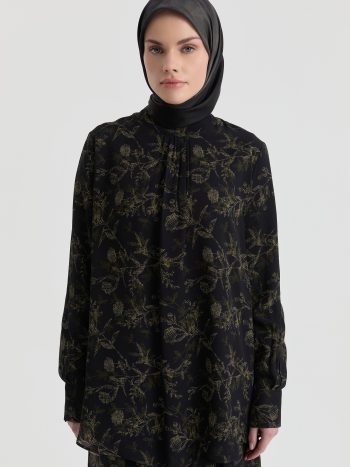 Pleated Detail Blouse - Black