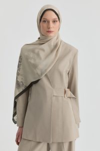 V-Neck Blazer Jacket - Beige