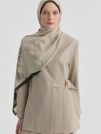 V-Neck Blazer Jacket - Beige