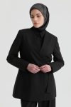 V Yaka Blazer Ceket - Siyah