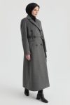 Double-Breasted Thin Belted Coat - Anthracite