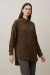 Women's Long Sleeve Button-Down Loose Shirt – 10744GML - BROWN