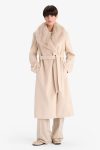 Regular Fit Faux Fur Collar Belted Cashmere Long Coat