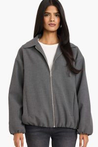 Zippered Pocket Taffeta Jacket