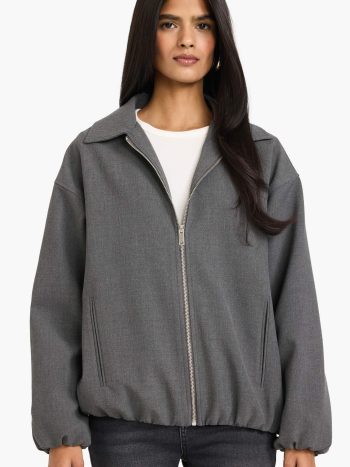 Zippered Pocket Taffeta Jacket