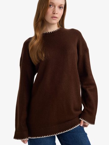 Regular Fit Bicycle Neck Knitted Sweater Tunic