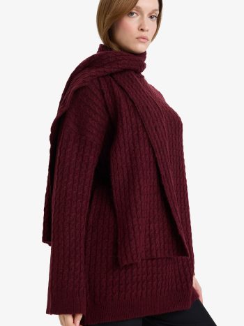 Regular Fit Atkı Detaylı Triko Kazak Tunik