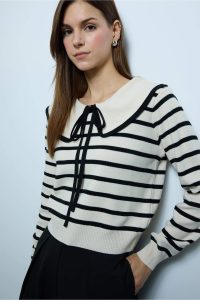 Slim Fit Çizgili Kazak