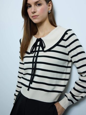 Slim Fit Çizgili Kazak