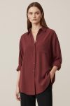 Women's Long-Sleeve Button-Down Oversized Shirt – 10744GML - PLUM