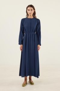 V-Neck Navy Blue Dress