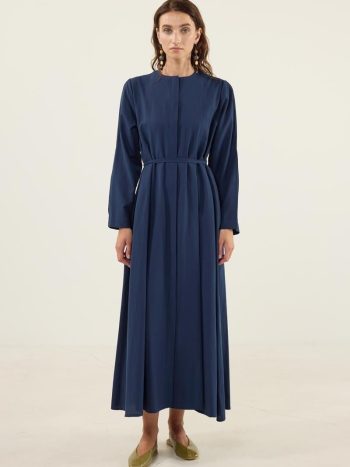 V-Neck Navy Blue Dress