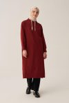 Bordo Kapüşonlu Rahat Tunik