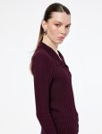 Half-Button Detailed Long Sleeve Polo Neck Knitted Sweater