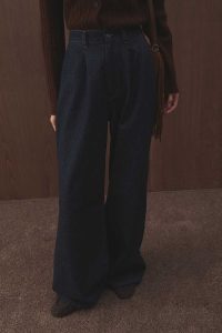 Denim Bol Kesim Yüksek Bel Lacivert Pantolon - Görsel 2