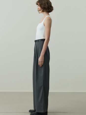 Gray Palazzo Trousers with Draped Design